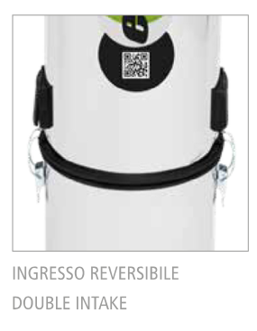 Dettaglio ingresso e uscita reversibile per installazione centrale aspirante Enke.