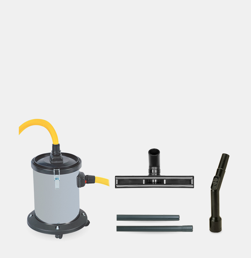Separatore liquidi e cenere Enke AP061 in acciaio inox da 20 litri per impianto aspirapolvere centralizzato.