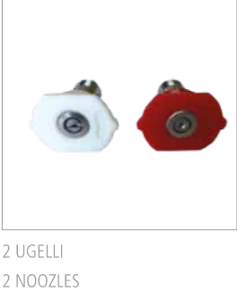 Coppia di 2 ugelli di lavaggio intercambiabili bianco a ventaglio e rosso a getto fisso per idropulitrice Enke ID0303